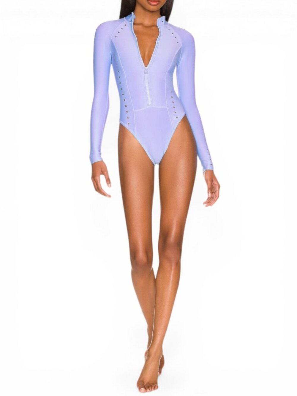 GIGI C Riley Wisteria Lavender One Piece LaserCut Swimsuit Scuba Surfsuit NWT XL - Picture 2 of 9